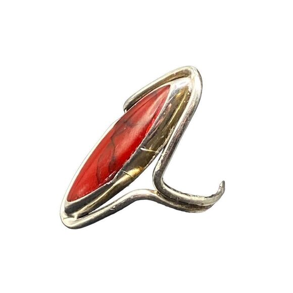 ATI Vintage Sterling silver 925 oval elongated red jasper ring Mexico - Picture 3 of 12